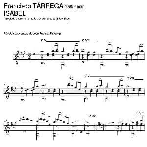 ISABEL Arreglado sobre un tema de Johann Strauss 1825 1899 吉他谱 弗朗西斯科 泰雷加 Francisco Tarrega 1852 1909