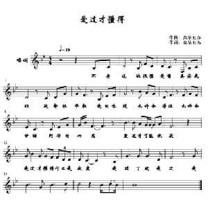 爱过才懂得 _通俗唱法乐谱_词曲:真荣亚东 真荣亚东