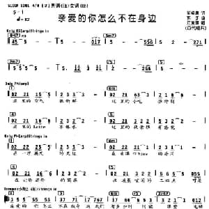 亲爱的你怎么不在身边_通俗唱法乐谱_词曲:邬裕康 郭子