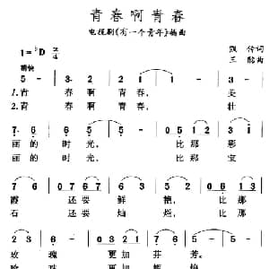 青春呀青春_通俗唱法乐谱_词曲:凯传 王酩