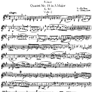 小提琴谱 | Mozart Quartet No.18 in A Major,K.464 Violin 2分谱