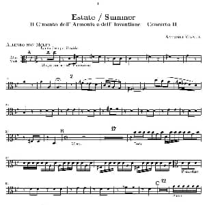 维瓦尔第 四季套曲 之夏 中提琴谱