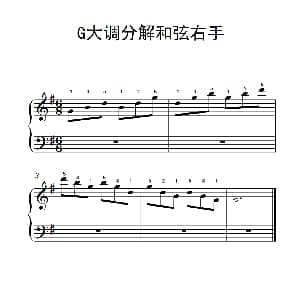 第一级 2.G大调分解和弦右手 钢琴谱