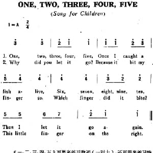 ONE,TWO,THREE,FOUR,FIVE 英国 _外国歌谱