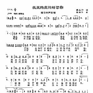 我真的真的好想你_通俗唱法乐谱_词曲:陈永和 陈涤非