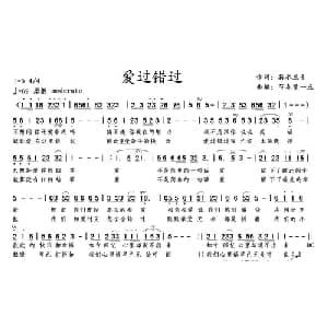 爱过错过_通俗唱法乐谱_词曲:弱水三千