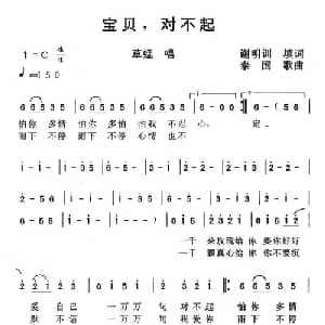 宝贝,对不起_通俗唱法乐谱_词曲:谢明训