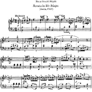 海顿 钢琴奏鸣曲 Hob XVI 2 Partita B flat major 钢琴谱 海顿