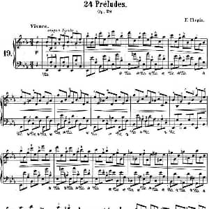 肖邦 24首钢琴前奏曲 Op.28 No.19 降E大调 钢琴谱 肖邦