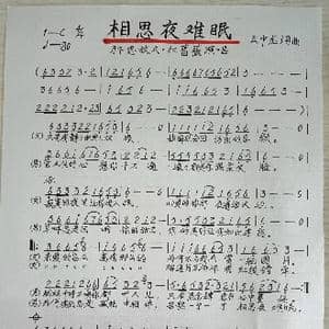 相思夜难眠_歌谱投稿_词曲:云中龙 云中龙