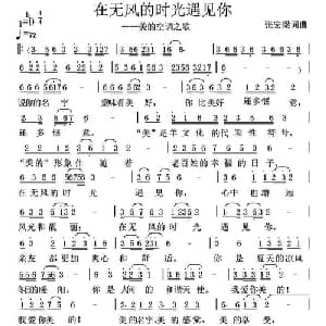 在无风的时光遇见你_通俗唱法乐谱_词曲:张宏梁 张宏梁