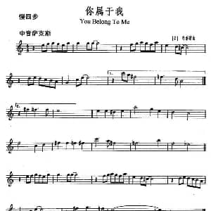 萨克斯谱 | 你属于我 You Belong to Me