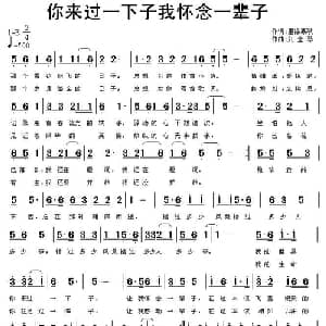 你来过一下子我怀念一辈子_通俗唱法乐谱_词曲:墨涤寒秋 刘全珍