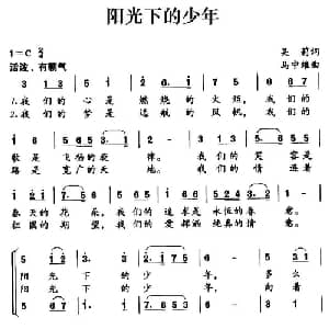 阳光下的少年_儿歌乐谱_词曲:吴莉 马中维