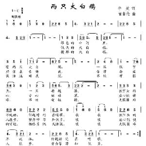 两只大白鹅_儿歌乐谱_词曲:李效 董自伦