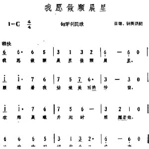 我愿做颗晨星 匈 _外国歌谱_词曲:张瑞 钟英译配