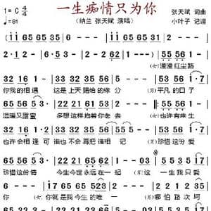 一生痴情只为你_歌谱投稿_词曲:张天赋 张天赋