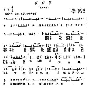 夜来香_通俗唱法乐谱_词曲:谢广娟 祁永林