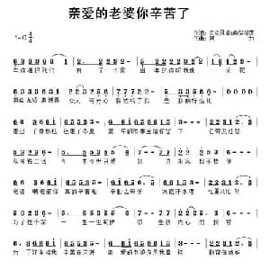 亲爱的老婆你辛苦了_通俗唱法乐谱_词曲:云淡风清 幽梦花落 阿力