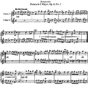长笛曲谱 | 博伊斯卯绨C大调双长笛奏鸣曲Op.6 NO.2 Boismortier 博伊斯卯绨