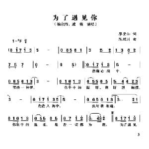 为了遇见你_通俗唱法乐谱_词曲:廖莹如 陈耀川