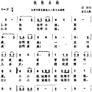 我的小妹_通俗唱法乐谱_词曲:庄奴 左宏元