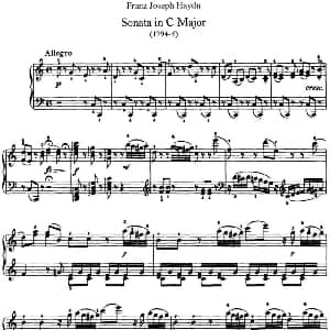 海顿 钢琴奏鸣曲 Hob XVI 50 in C major 钢琴谱 海顿