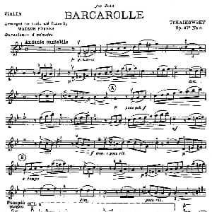 小提琴谱 | BARCAROLLE 船歌 柴可夫斯基作曲版 柴可夫斯基
