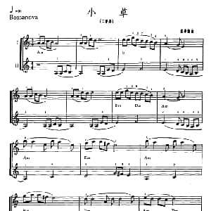 电子琴谱 | 小草 二重奏 张卓娅