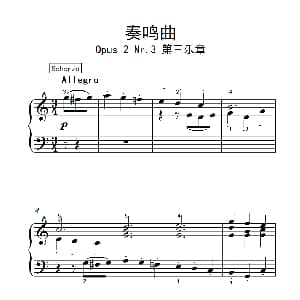 奏鸣曲 Opus 2 Nr.3 第三乐章 钢琴谱 贝多芬