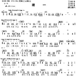 唯一_通俗唱法乐谱_词曲:王力宏 王力宏