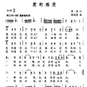 爱的感受_通俗唱法乐谱_词曲:梁涛 张德富