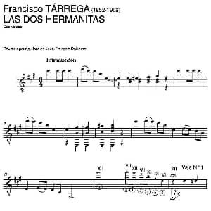 LAS DOS HERMANITAS Dos valses 吉他谱 弗朗西斯科 泰雷加 Francisco Tarrega 1852 1909
