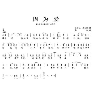 因为爱_通俗唱法乐谱_词曲:张明媛 李叙彬 蓝天