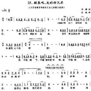 醒来吧,我的好兄弟_民歌简谱_词曲:刘麟 关峡