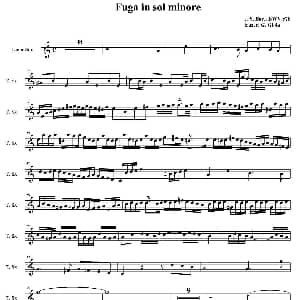 萨克斯谱 | Fuga in sol minore 四重奏之次中音萨克斯分谱 J S 巴赫