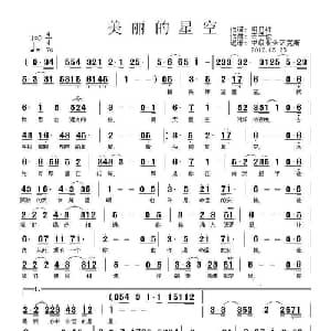 美丽的星空_通俗唱法乐谱_词曲:明思红 天子俊