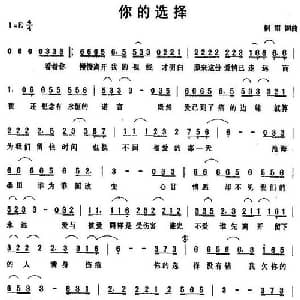 你的选择_通俗唱法乐谱_词曲:桐雨 桐雨