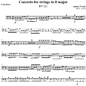 小提琴谱 | Concerto for strings in D Major RV121 Contrabass分谱 Antonio Vivaldi