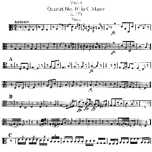 小提琴谱 | Mozart Quartet No.10 in C Major,K.170 Viola分谱