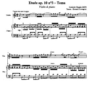 小提琴谱 | Etude Op.10 No.3 Tema 离别曲 小提琴 钢琴伴奏 Chopin 肖邦
