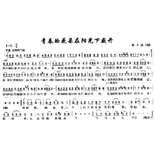 青春的花朵在阳光下盛开_通俗唱法乐谱_词曲:黄卡旋 黄卡旋