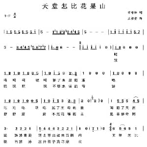 天堂怎比花果山_通俗唱法乐谱_词曲:解明月 王佑贵
