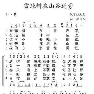 雪球树在山谷近旁_歌谱投稿