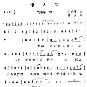 谁人知_通俗唱法乐谱_词曲:张映坤 林夕