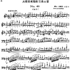 大提琴高级练习曲40首 No.40 泛音练习 戴维 波帕尔