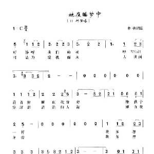 她在睡梦中_通俗唱法乐谱_词曲:朴树 朴树