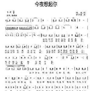 今夜想起你_民歌简谱_词曲:晓光 徐沛东