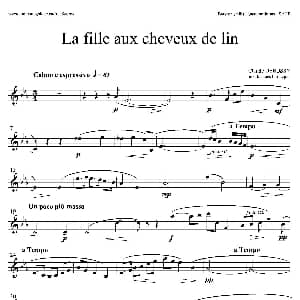 萨克斯谱 | 亚麻色头发的少女 四重奏上低音萨克斯分谱 德彪西