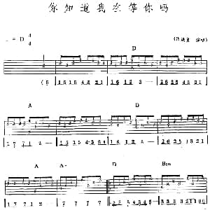民族吉他弹唱 你知道我在等你吗 吉他谱 张洪量